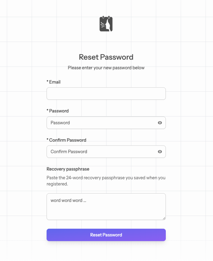 Resetting the password