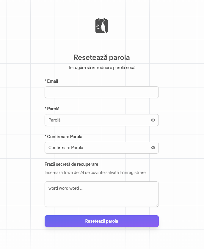 Resetarea parolei