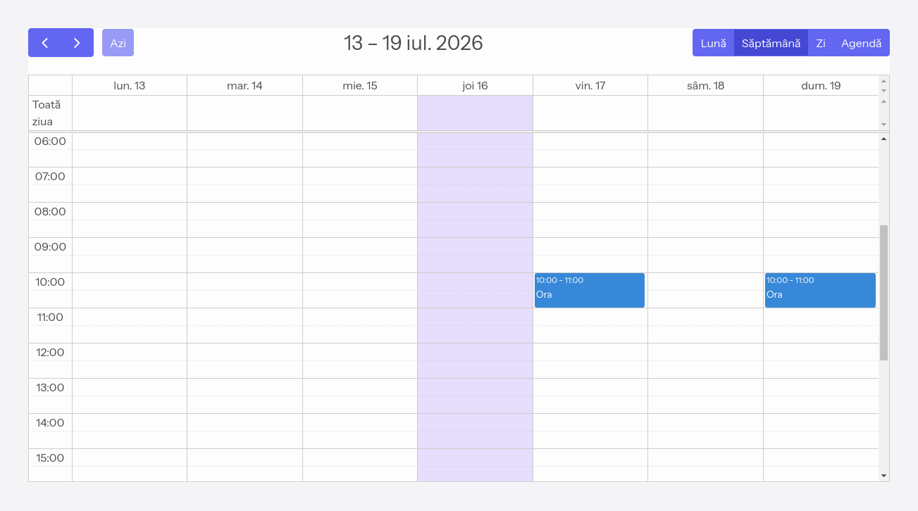 Calendarul personal, așa cum îl vede clientul