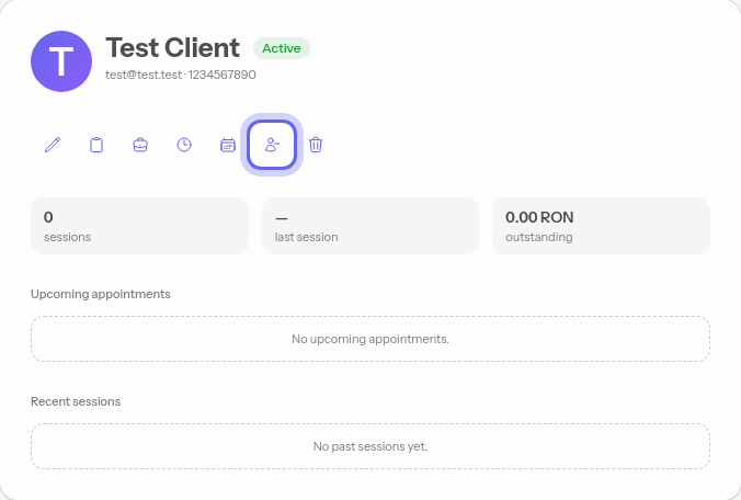 The deactivate button in the selected client's panel