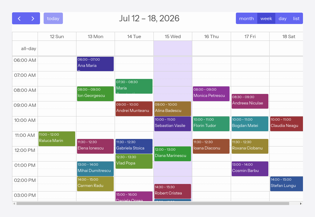 Weekly view