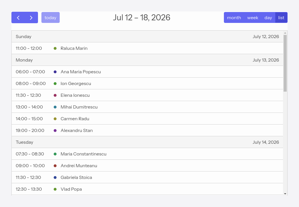 Agenda view