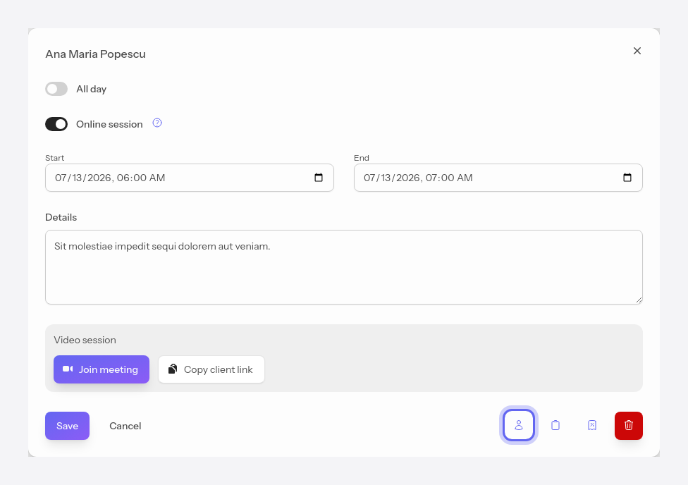 The view client button