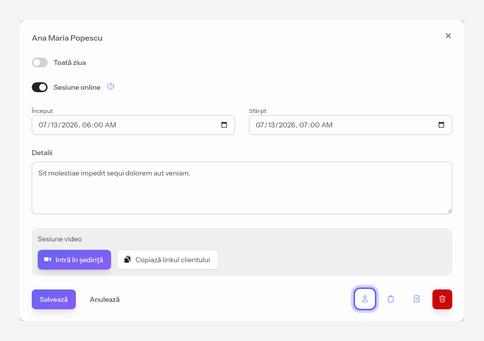 Butonul de vizualizare client