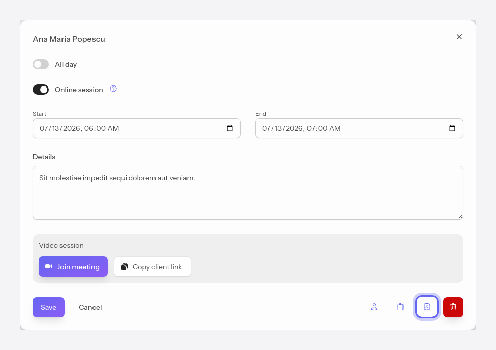 The generate invoice button