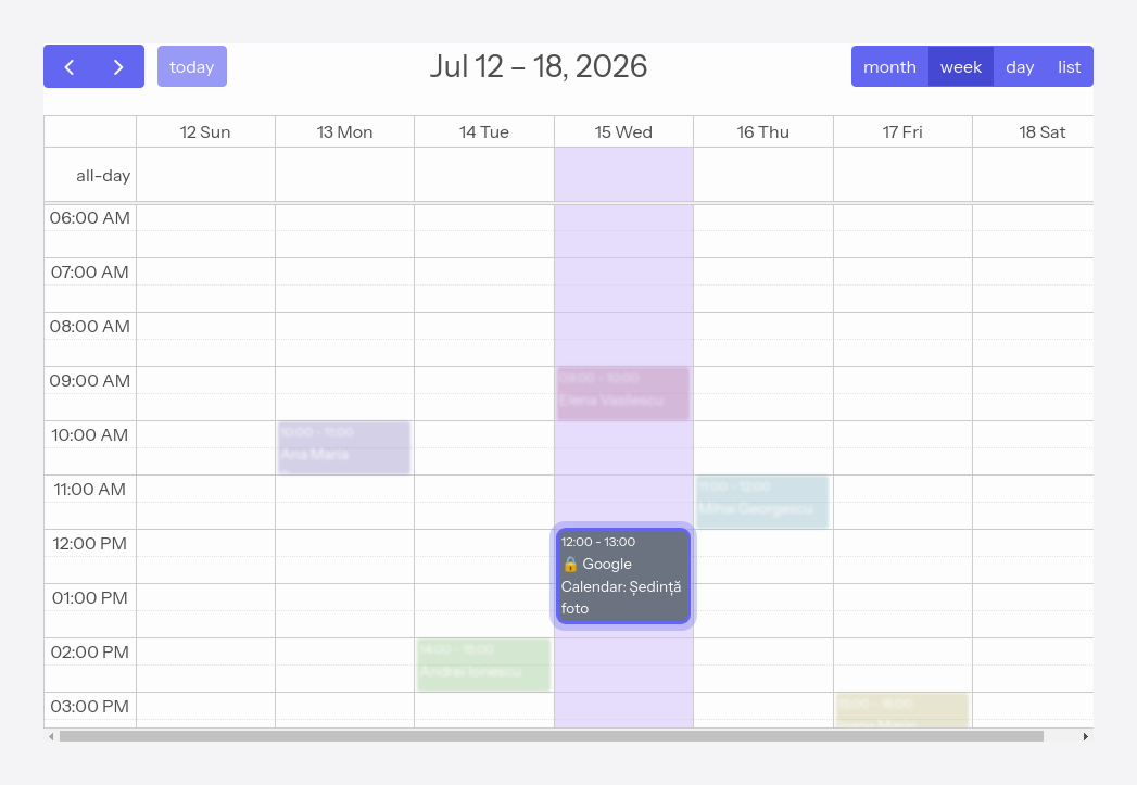 External event in the calendar