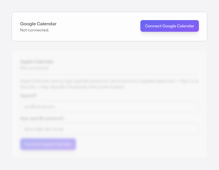Connecting Google Calendar