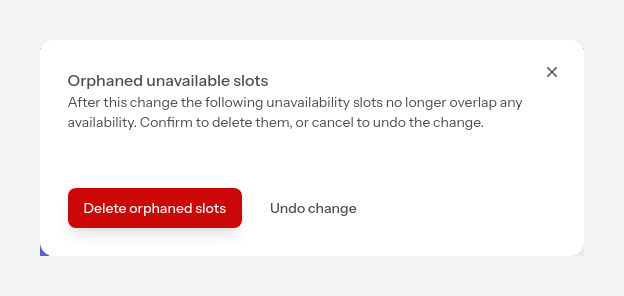 Warning for unavailable intervals with no overlap