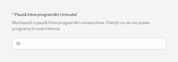 Pauză între programări