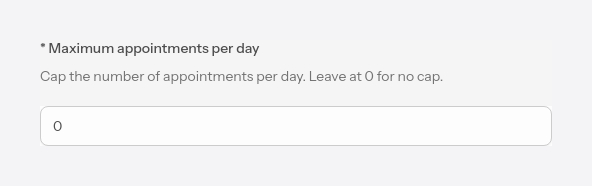 Maximum appointments per day
