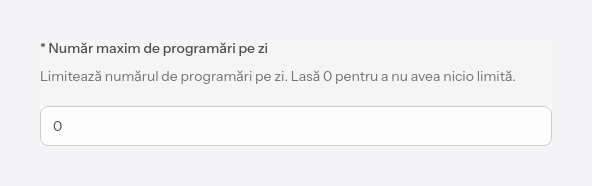 Număr maxim de programări pe zi