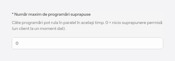 Număr maxim de programări suprapuse
