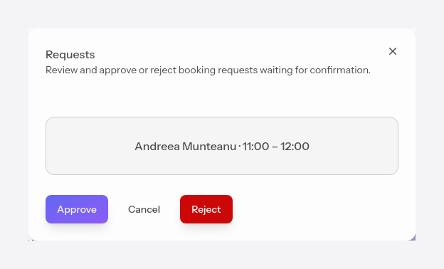 Approving a request straight from the calendar