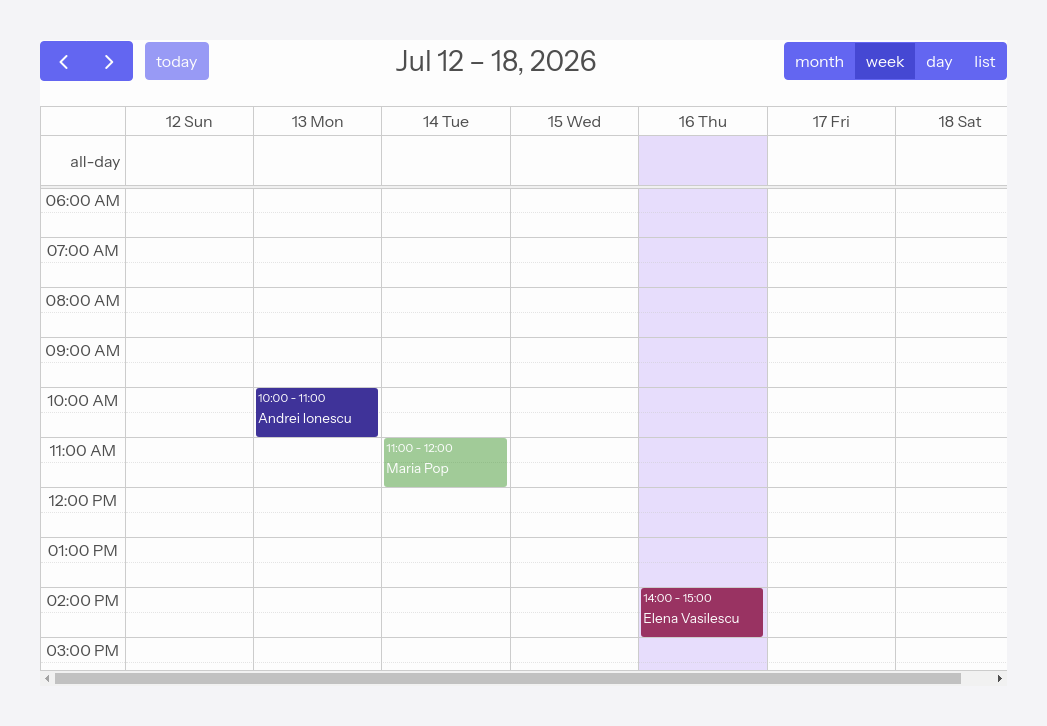 Pending request (faded) next to confirmed appointments