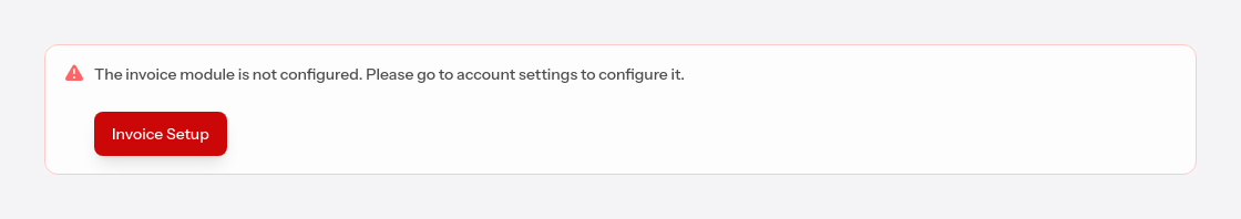 The setup invitation on the issued invoices page
