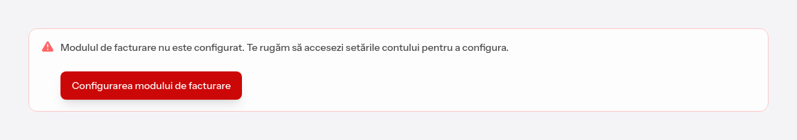 Invitația de configurare din pagina de facturi emise