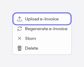 The upload e-Factura action in the menu