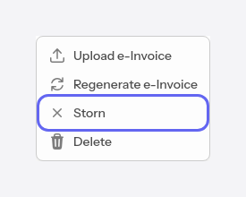 The reversal action in the menu