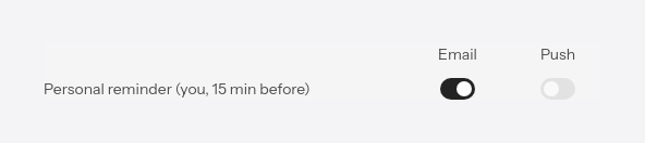 The settings for reminders with a date