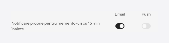 Setările pentru memento-urile cu dată