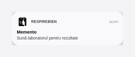 Notificare push pentru un memento
