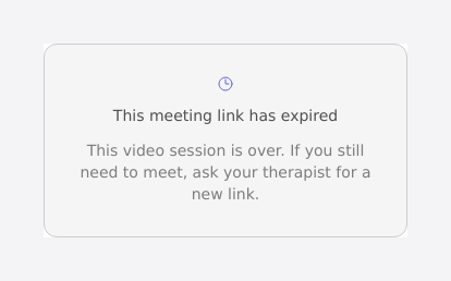 The page shown when the call link has expired