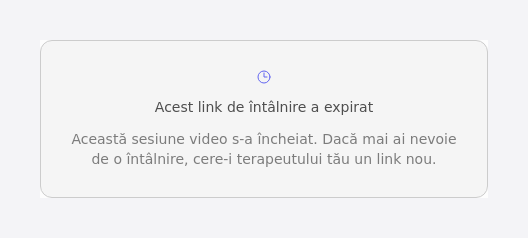 Pagina afișată când linkul apelului a expirat